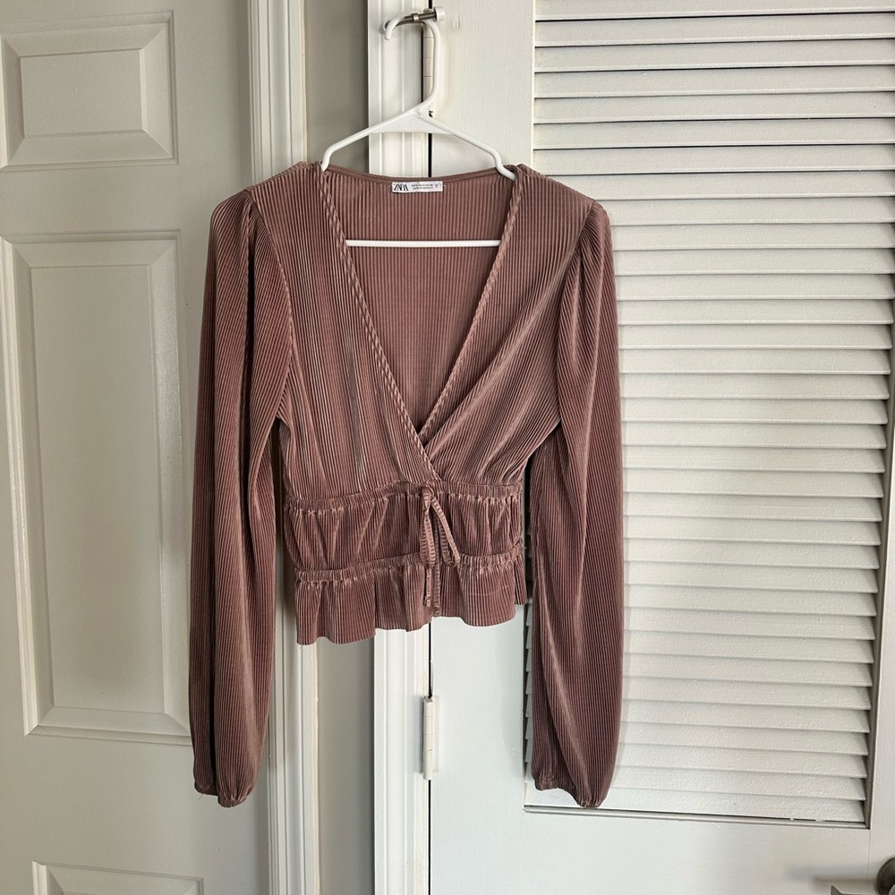 Zara Rose Gold Going Out Wrap Top